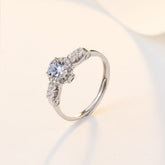 Round Zircon Soleste Halo Four Zircon Cathedral Silver Ring